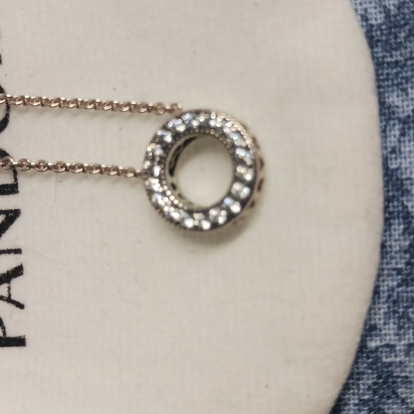 Pandora Silver Necklace with Sparkling Silver Pendant - Picture 2 of 4